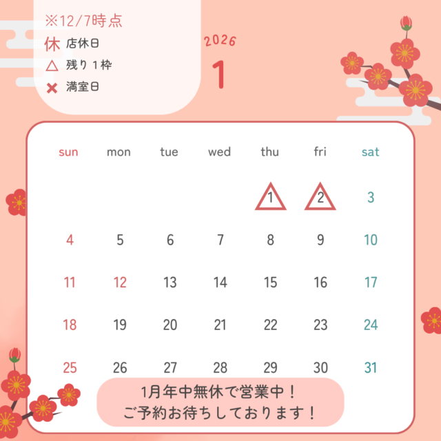 2026年1月の予約状況