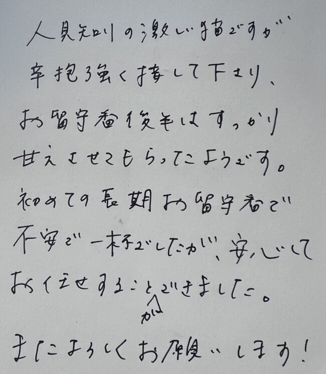 ペットシッター　箕面市　猫のジェットくんのご家族様