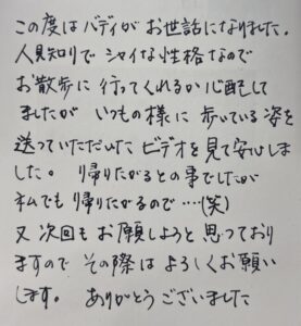 お散歩代行　アメリカンコッカースパニエルのバディちゃんのご家族様