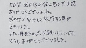 ペットシッター　猫のリリちゃんとアメくんのご家族様